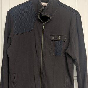 Mens Original Penguin Army Green Full Zip Jacket Sz M/L Sweatshirt Fleece Track